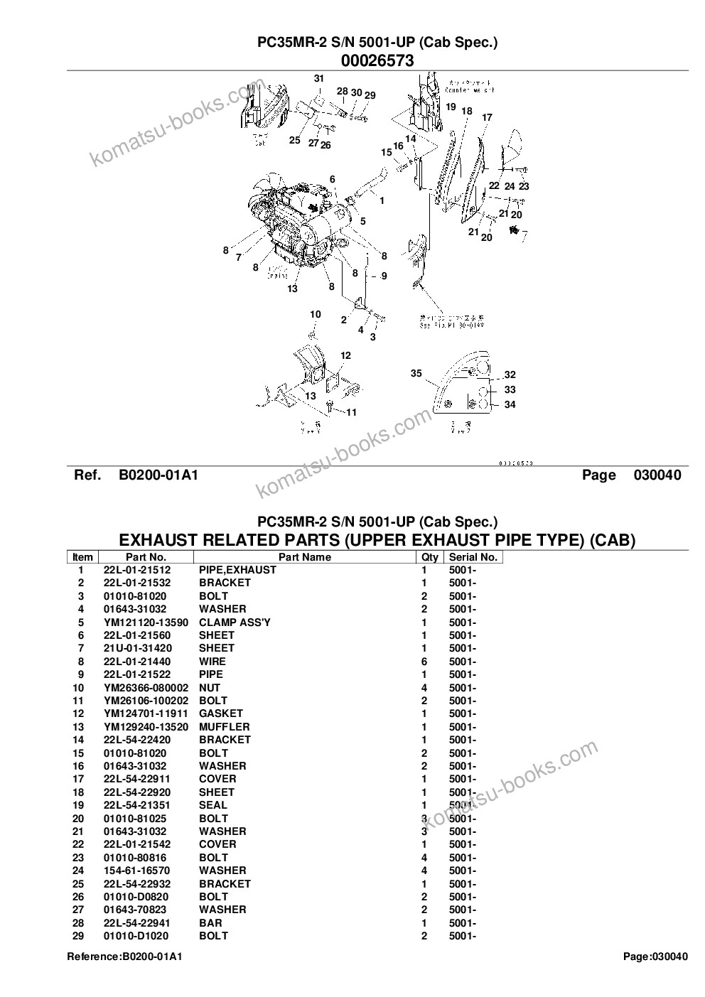 Komatsu pc35mr-2 s/n 5001-up cab spec. Parts catalog cover Page 6 Komatsu pc35mr-2 s/n 5001-up cab spec. Parts catalog cover Page 6