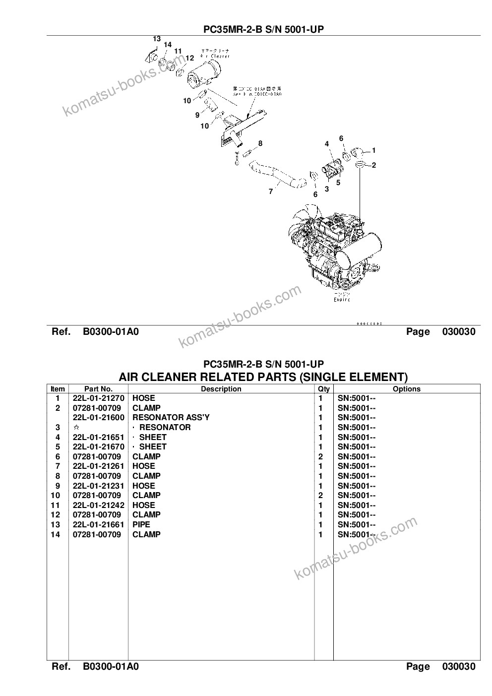 Komatsu pc35mr-2-b s/n 5001-up Parts catalog cover Page 5