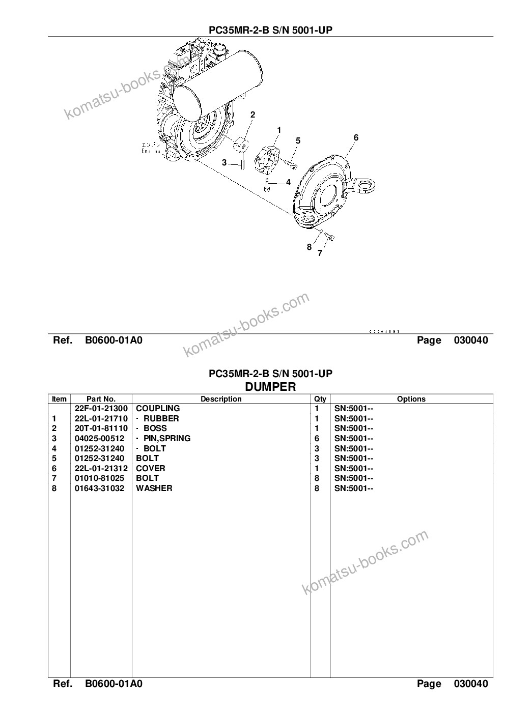 Komatsu pc35mr-2-b s/n 5001-up Parts catalog cover Page 6
