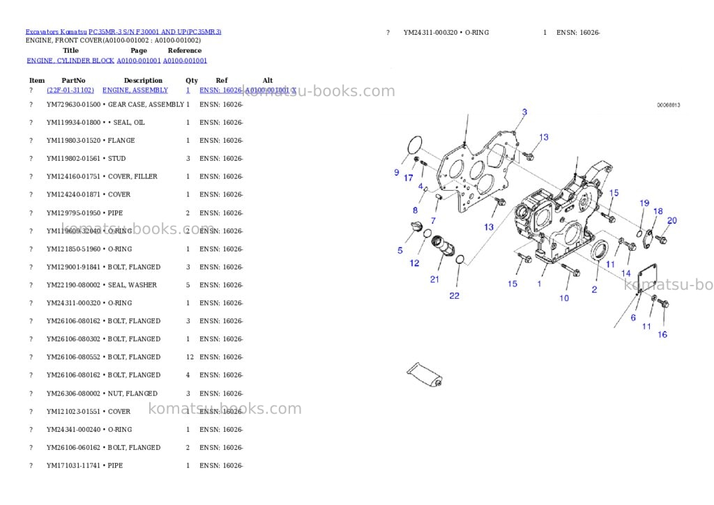 Komatsu PC35MR-3 S/N F30001 AND UP Parts catalog cover