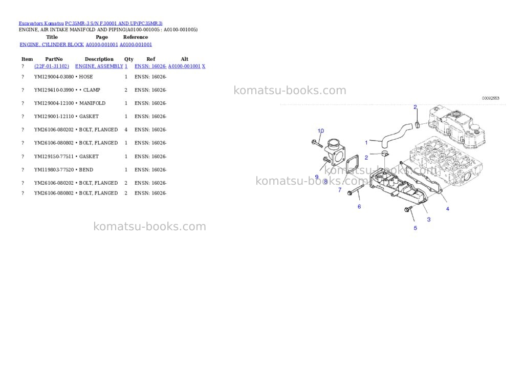 Komatsu PC35MR-3 S/N F30001 AND UP Parts catalog cover Page 4