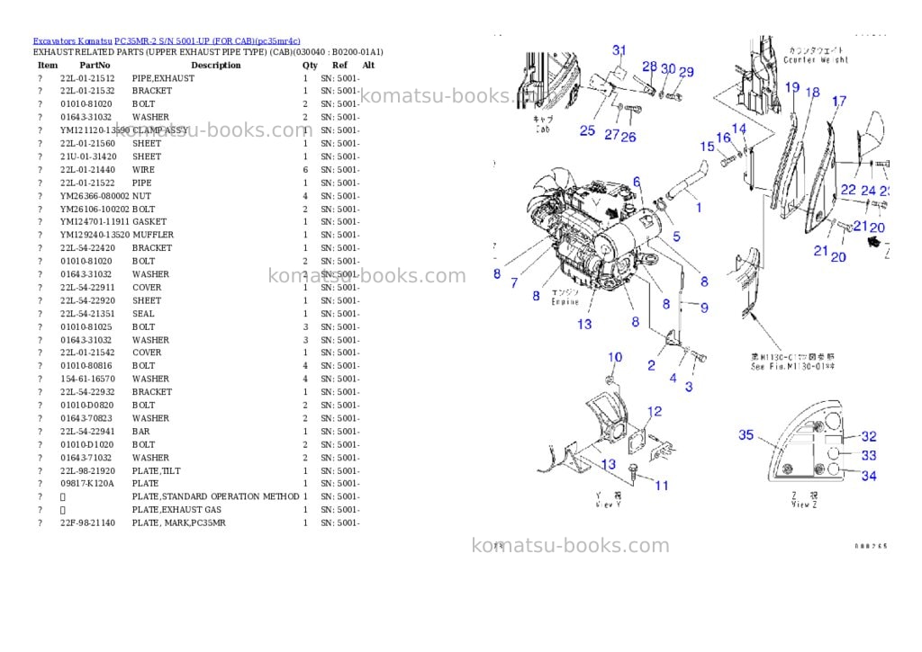Komatsu pc35mr-2 s/n 5001-up for cab Parts catalog cover Page 3 Komatsu pc35mr-2 s/n 5001-up for cab Parts catalog cover Page 3