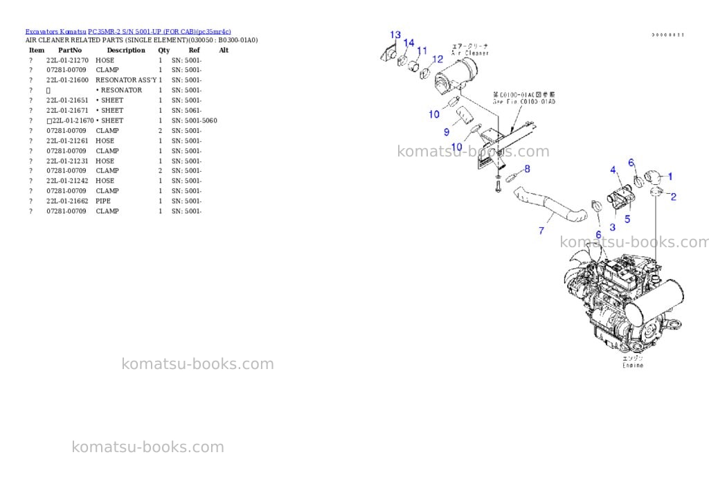 Komatsu pc35mr-2 s/n 5001-up for cab Parts catalog cover Page 4 Komatsu pc35mr-2 s/n 5001-up for cab Parts catalog cover Page 4