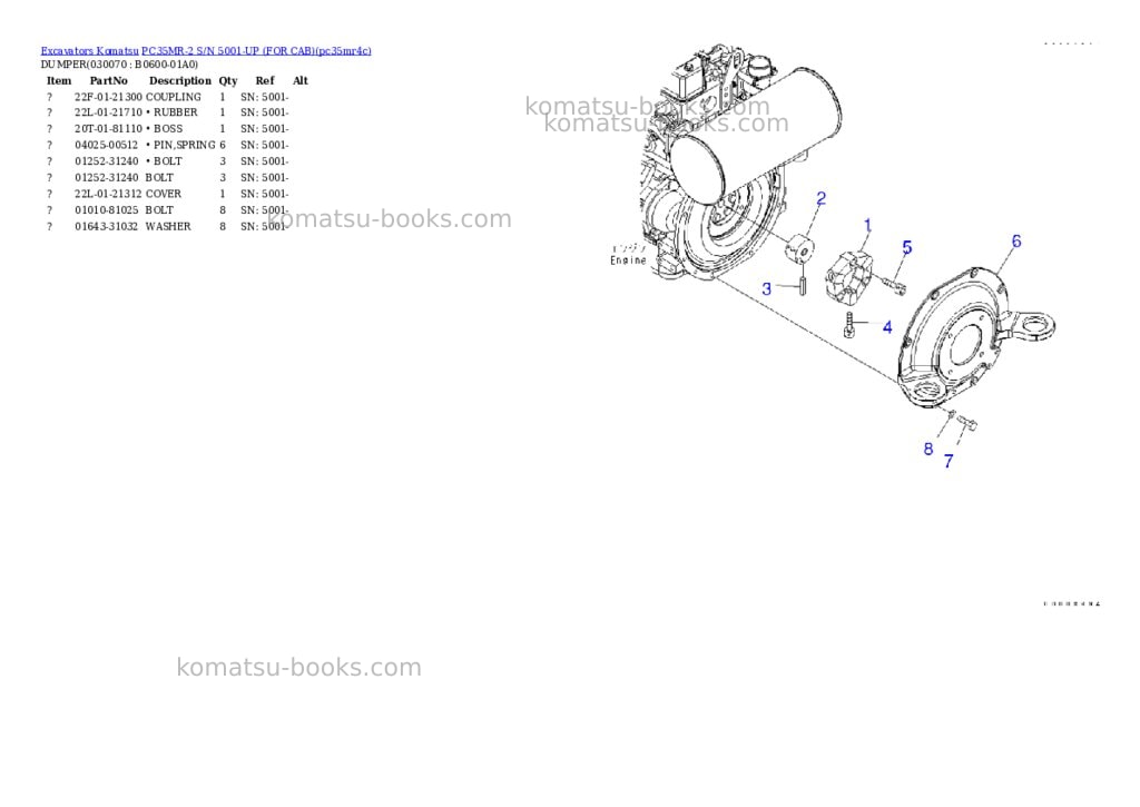 Komatsu pc35mr-2 s/n 5001-up for cab Parts catalog cover Page 6 Komatsu pc35mr-2 s/n 5001-up for cab Parts catalog cover Page 6