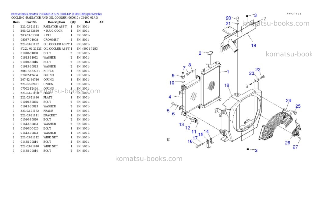 Komatsu pc35mr-2 s/n 5001-up for cab Parts catalog cover Page 7 Komatsu pc35mr-2 s/n 5001-up for cab Parts catalog cover Page 7