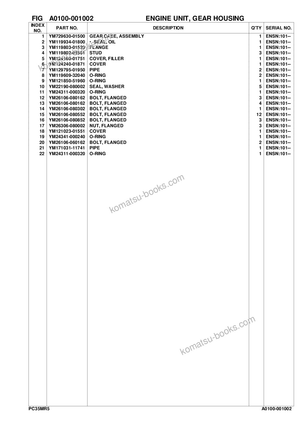 Komatsu PC35MR-5 S/N F50003 AND UP Parts catalog cover Page 7 Komatsu PC35MR-5 S/N F50003 AND UP Parts catalog cover Page 7