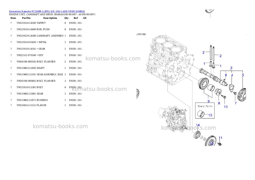 Komatsu PC35MR-5 (JPN) S/N 31611 AND UP Parts catalog cover Page 6