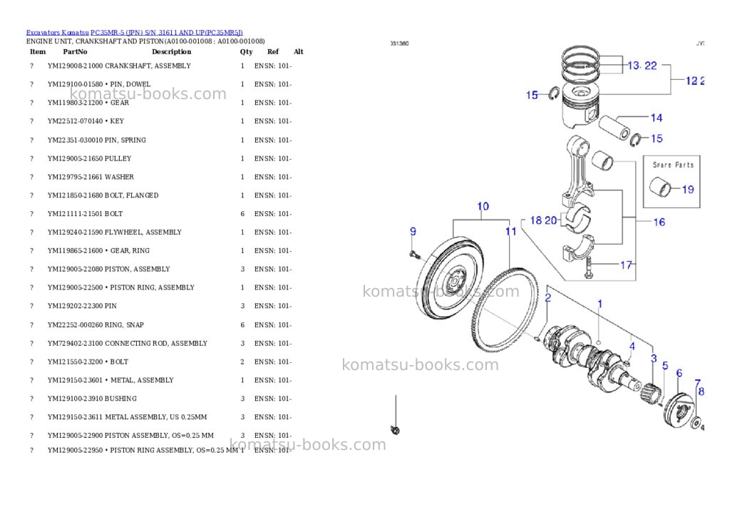 Komatsu PC35MR-5 (JPN) S/N 31611 AND UP Parts catalog cover Page 7