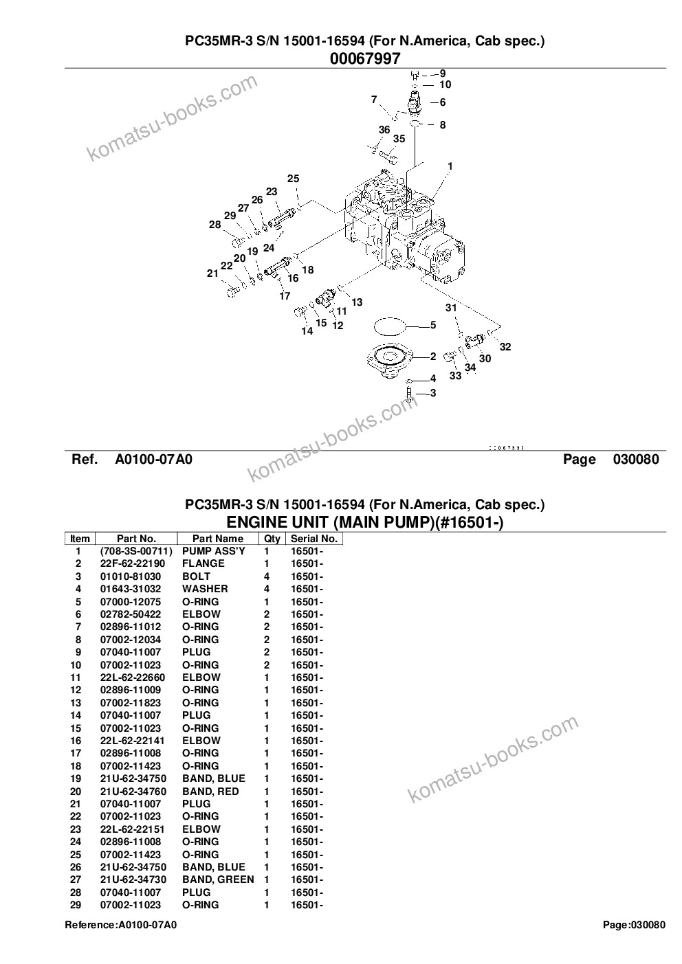 Komatsu PC35MR-3 S/N 15001-16594 (For N.America, Cab spec.) Parts catalog cover Page 10