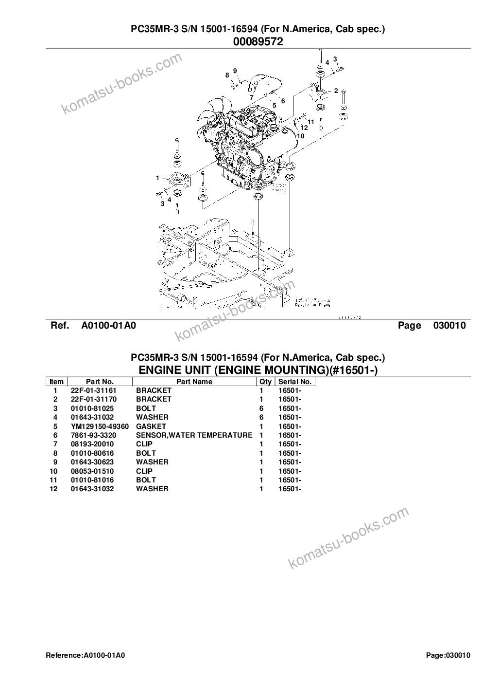 Komatsu PC35MR-3 S/N 15001-16594 (For N.America, Cab spec.) Parts catalog cover Page 3