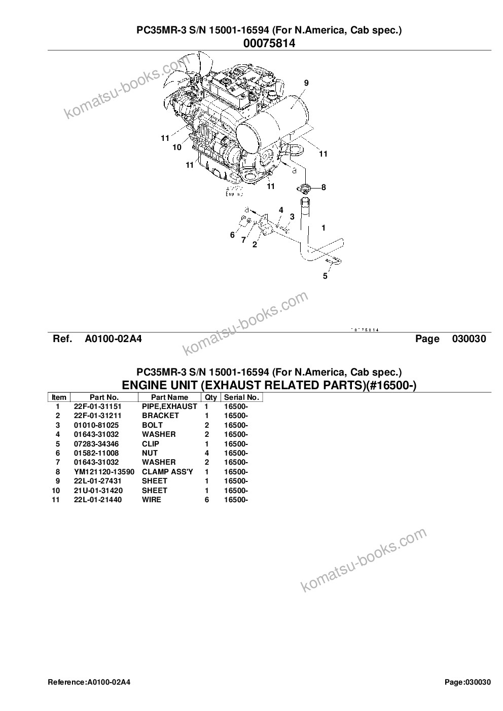 Komatsu PC35MR-3 S/N 15001-16594 (For N.America, Cab spec.) Parts catalog cover Page 5