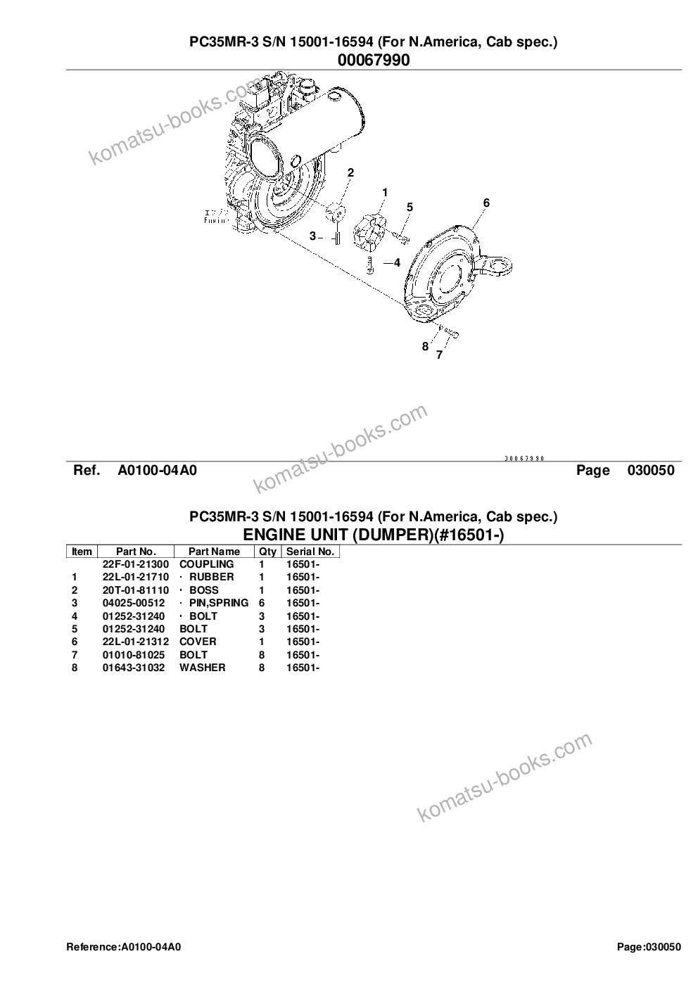 Komatsu PC35MR-3 S/N 15001-16594 (For N.America, Cab spec.) Parts catalog cover Page 7