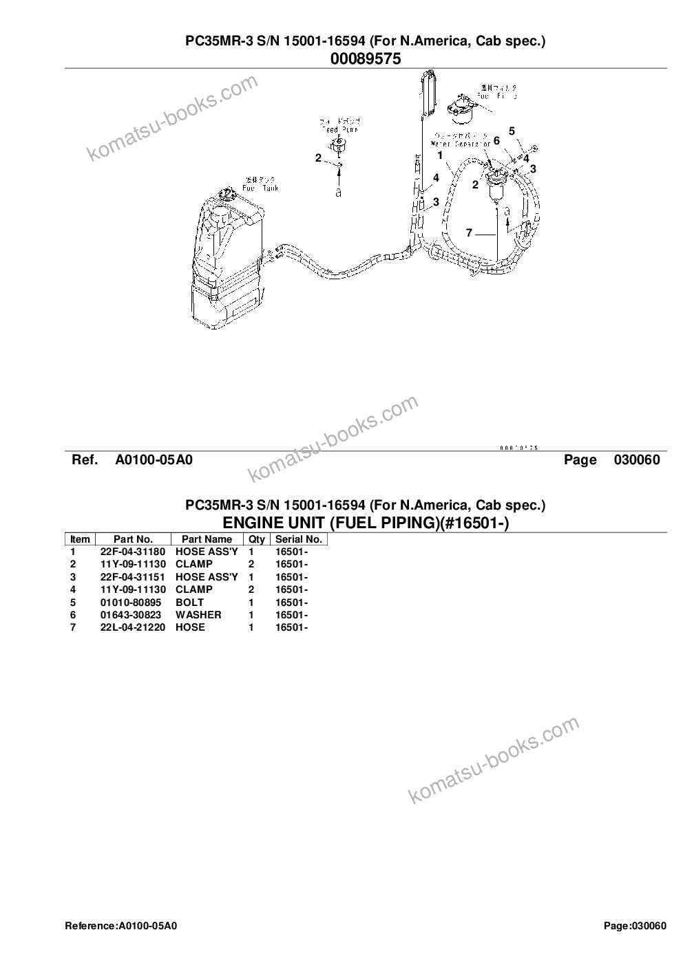 Komatsu PC35MR-3 S/N 15001-16594 (For N.America, Cab spec.) Parts catalog cover Page 8