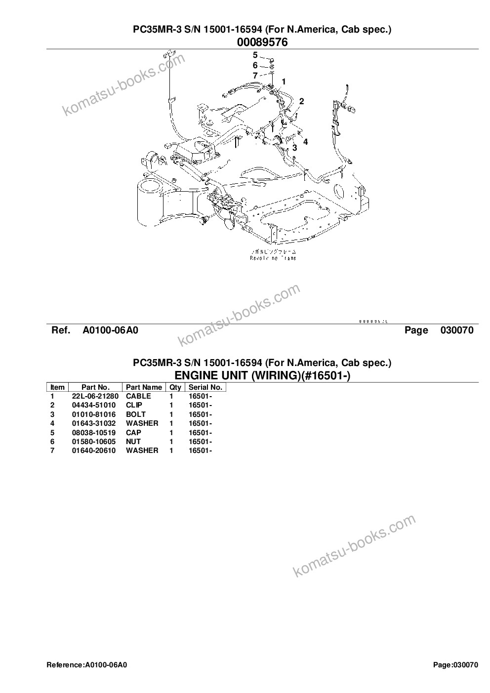 Komatsu PC35MR-3 S/N 15001-16594 (For N.America, Cab spec.) Parts catalog cover Page 9