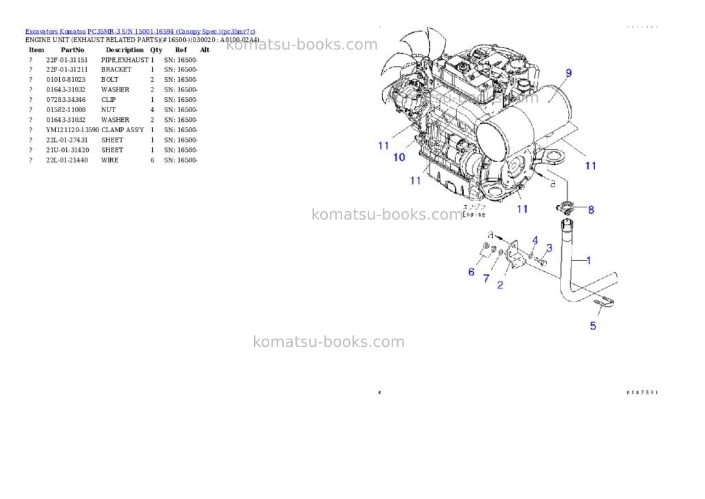 Komatsu PC35MR-3 S/N 15001-16594 (Canopy Spec.) Parts catalog cover Komatsu PC35MR-3 S/N 15001-16594 (Canopy Spec.) Parts catalog cover