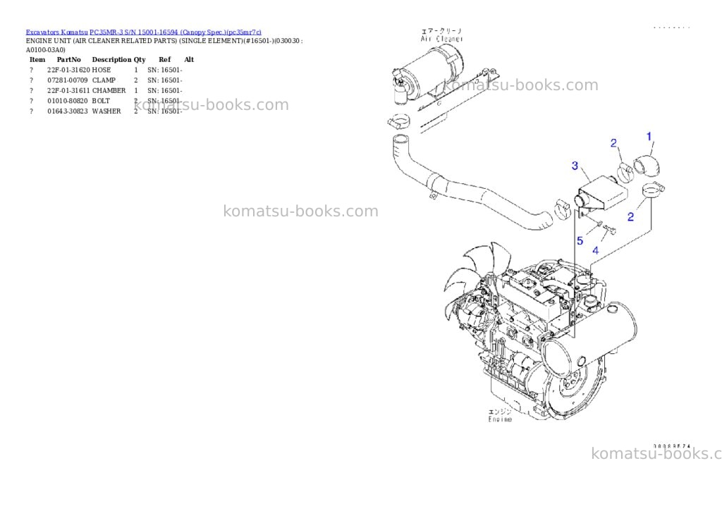 Komatsu PC35MR-3 S/N 15001-16594 (Canopy Spec.) Parts catalog cover Page 2 Komatsu PC35MR-3 S/N 15001-16594 (Canopy Spec.) Parts catalog cover Page 2