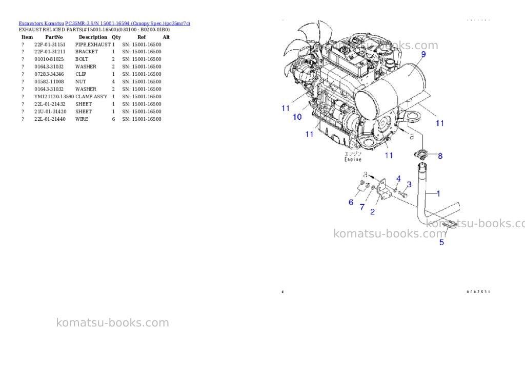 Komatsu PC35MR-3 S/N 15001-16594 (Canopy Spec.) Parts catalog cover Page 9 Komatsu PC35MR-3 S/N 15001-16594 (Canopy Spec.) Parts catalog cover Page 9