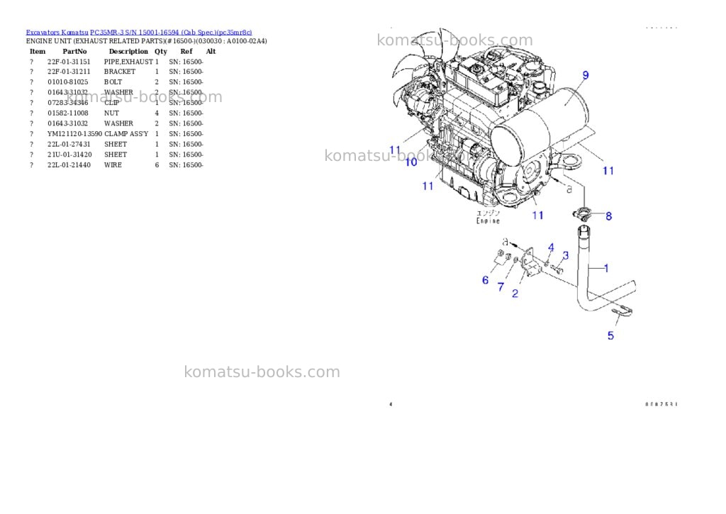 Komatsu pc35mr-3 s/n 15001-16594 cab spec. Parts catalog cover Page 2 Komatsu pc35mr-3 s/n 15001-16594 cab spec. Parts catalog cover Page 2