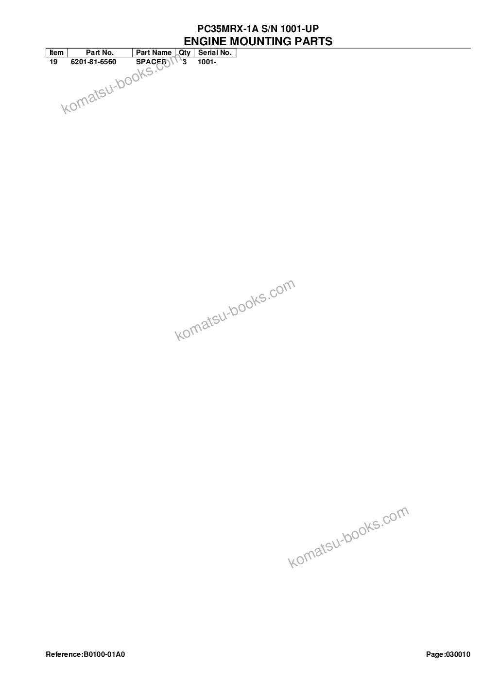 Komatsu pc35mrx-1a s/n 1001-up Parts catalog cover Page 4