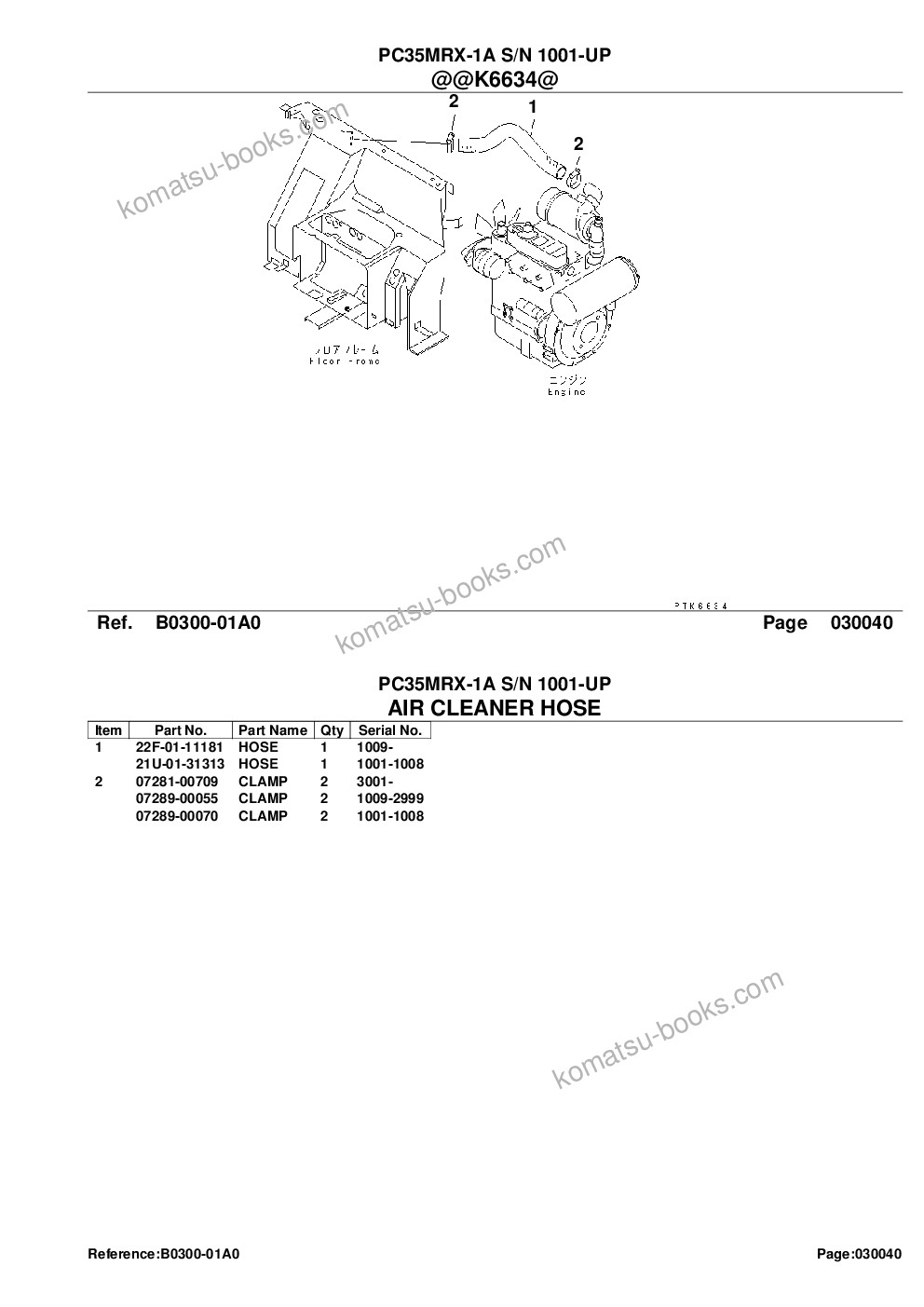 Komatsu pc35mrx-1a s/n 1001-up Parts catalog cover Page 7
