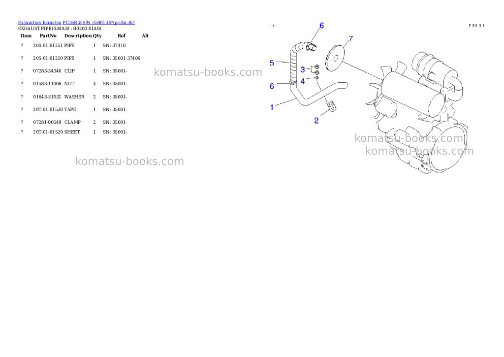 Komatsu PC35R-8 S/N 35001-UP Parts catalog cover Page 2 Komatsu PC35R-8 S/N 35001-UP Parts catalog cover Page 2