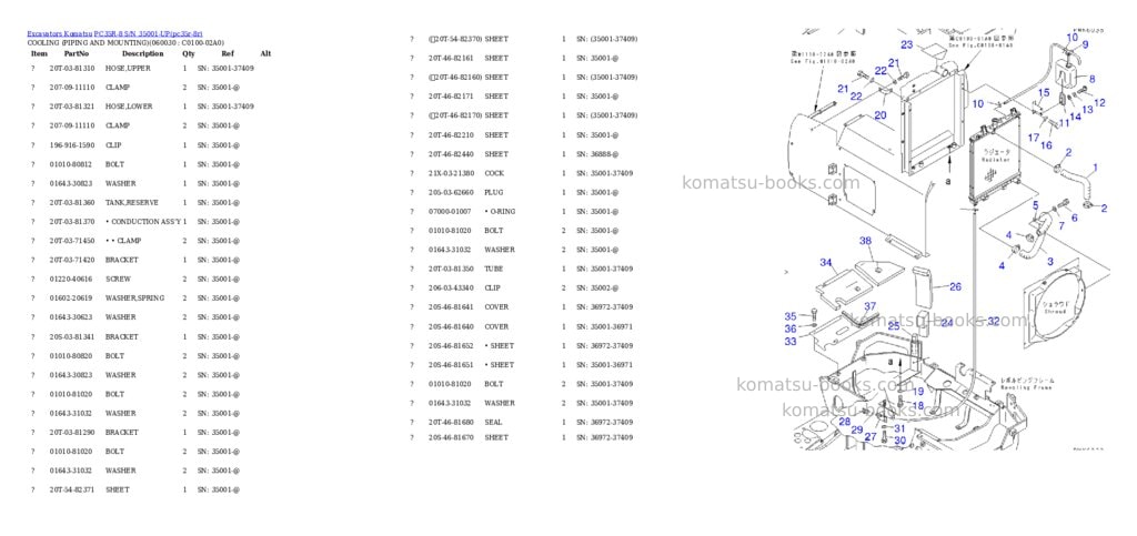 Komatsu PC35R-8 S/N 35001-UP Parts catalog cover Page 7 Komatsu PC35R-8 S/N 35001-UP Parts catalog cover Page 7