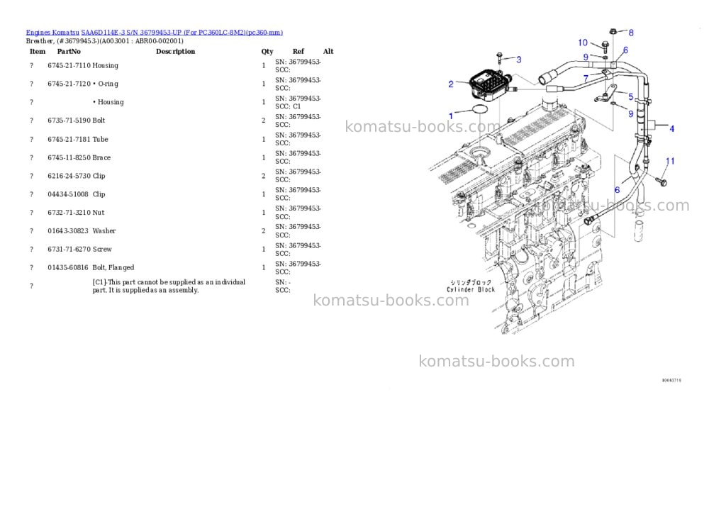 Komatsu SAA6D114E-3 S/N 36799453-UP (For PC360LC-8M2) Parts catalog cover Page 2 Komatsu SAA6D114E-3 S/N 36799453-UP (For PC360LC-8M2) Parts catalog cover Page 2