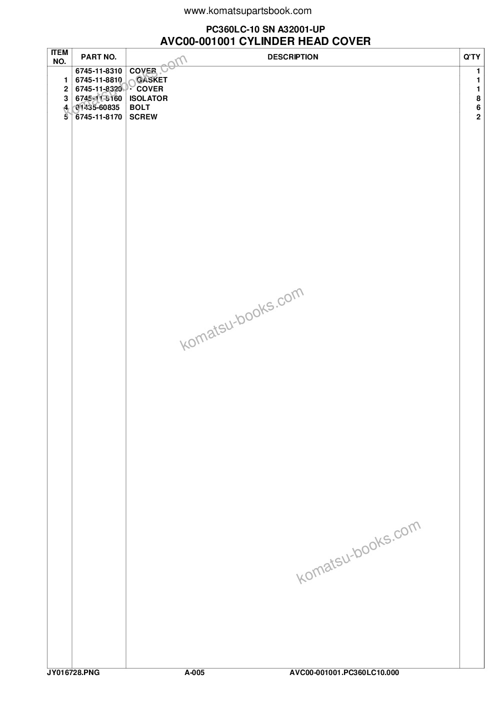 Komatsu pc360lc-10 s/n a32001-up Parts catalog cover Page 9 Komatsu pc360lc-10 s/n a32001-up Parts catalog cover Page 9
