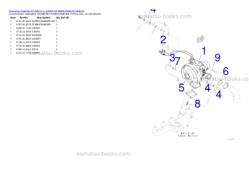 Komatsu pc360lci-11 a38001-up bepb109002 Parts catalog cover Page 2 Komatsu pc360lci-11 a38001-up bepb109002 Parts catalog cover Page 2