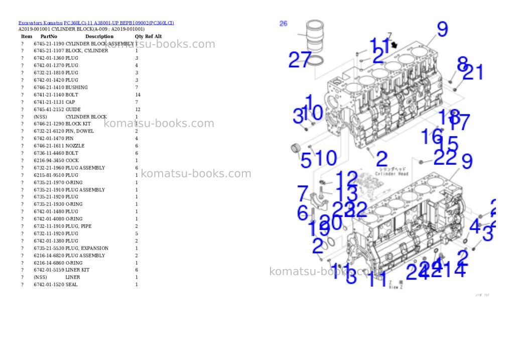 Komatsu pc360lci-11 a38001-up bepb109002 Parts catalog cover Page 5 Komatsu pc360lci-11 a38001-up bepb109002 Parts catalog cover Page 5