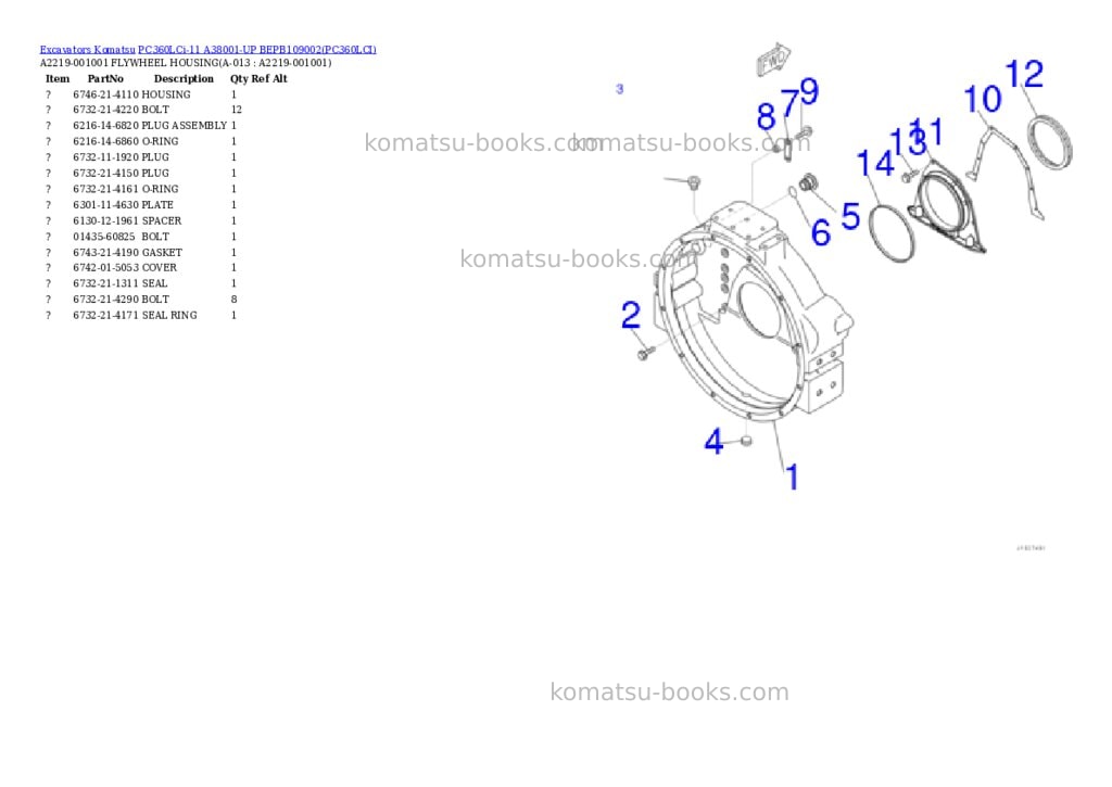 Komatsu pc360lci-11 a38001-up bepb109002 Parts catalog cover Page 7 Komatsu pc360lci-11 a38001-up bepb109002 Parts catalog cover Page 7