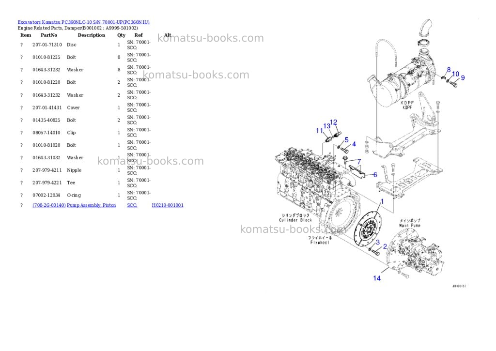 Komatsu pc360nlc-10 s/n 70001-up Parts catalog cover Komatsu pc360nlc-10 s/n 70001-up Parts catalog cover