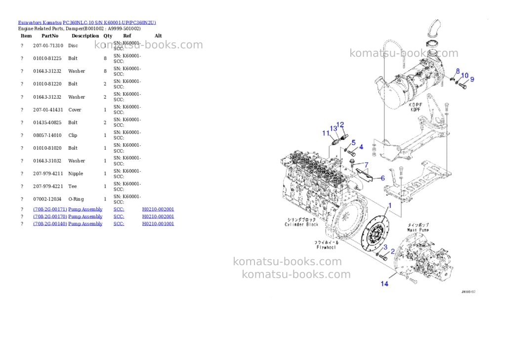 Komatsu pc360nlc-10 s/n k60001-up Parts catalog cover Komatsu pc360nlc-10 s/n k60001-up Parts catalog cover