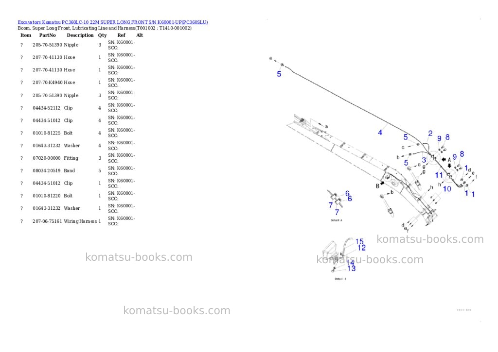 Komatsu pc360lc-10 22m super long front s/n k60001-up Parts catalog cover Page 8 Komatsu pc360lc-10 22m super long front s/n k60001-up Parts catalog cover Page 8