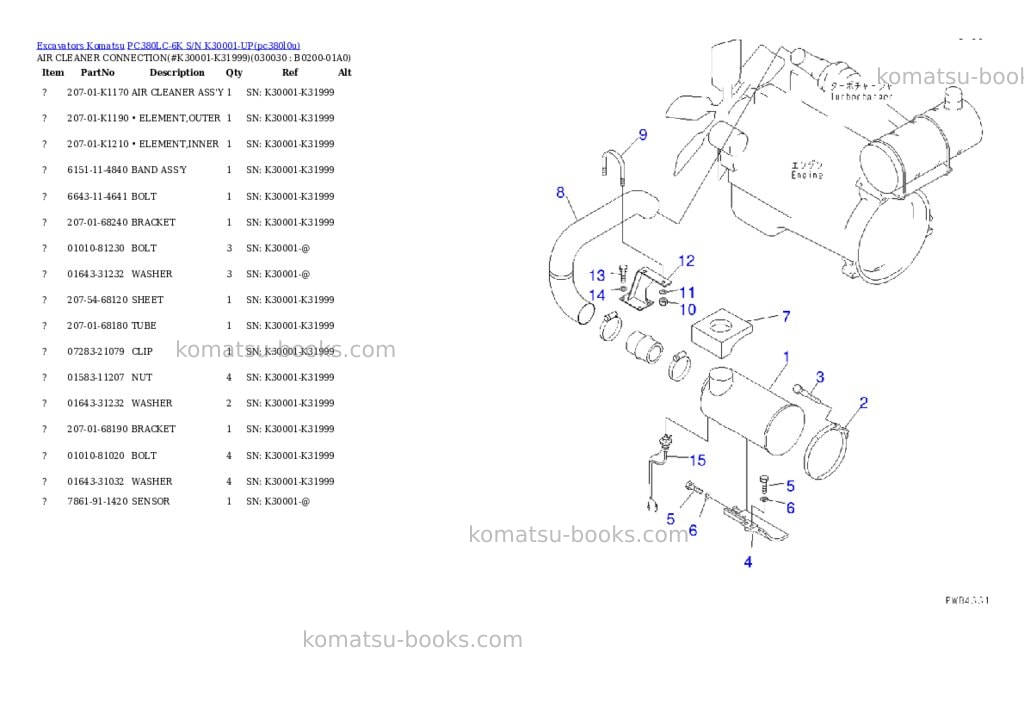 Komatsu pc380lc-6k s/n k30001-up Parts catalog cover Page 2
