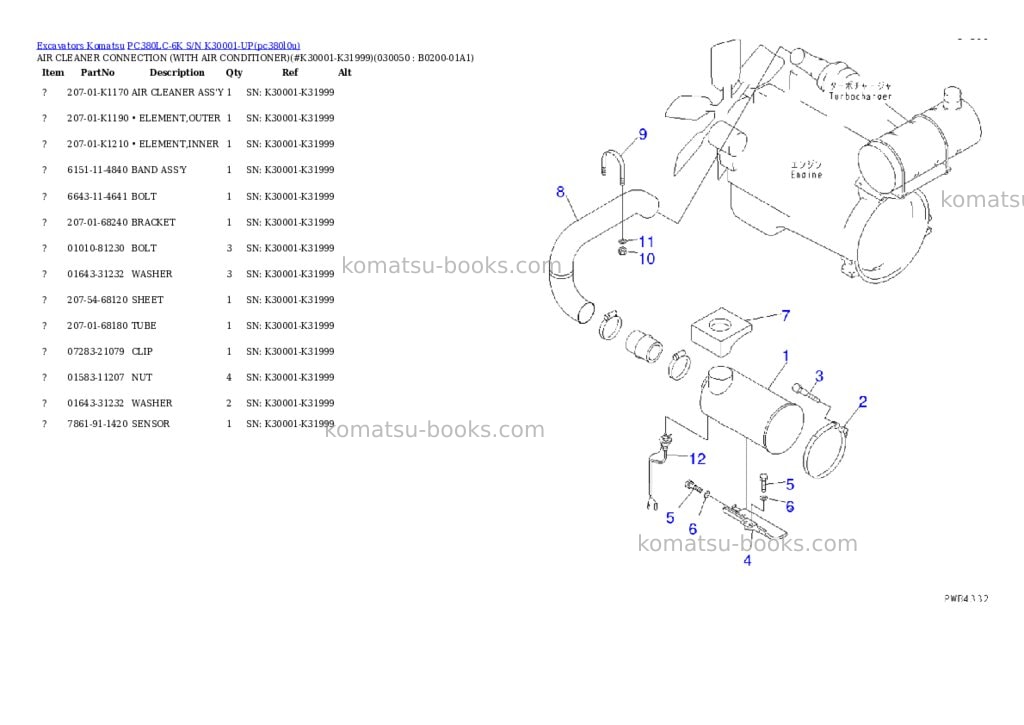 Komatsu pc380lc-6k s/n k30001-up Parts catalog cover Page 4