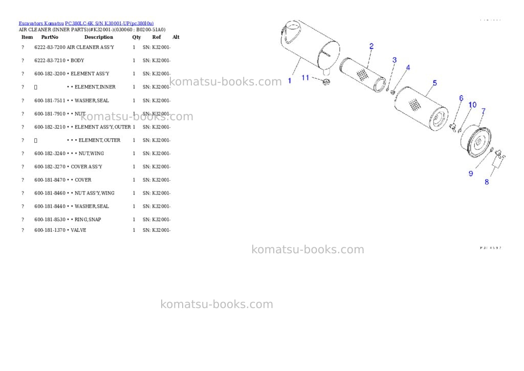 Komatsu pc380lc-6k s/n k30001-up Parts catalog cover Page 5