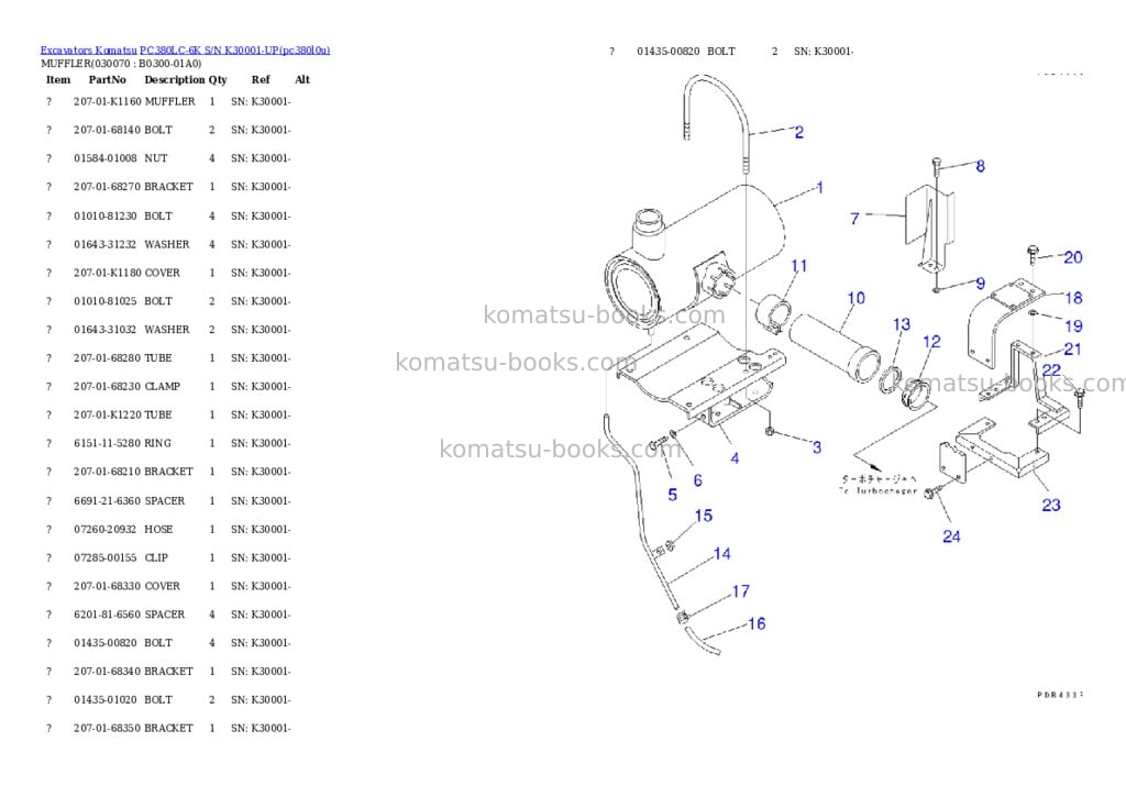 Komatsu pc380lc-6k s/n k30001-up Parts catalog cover Page 6