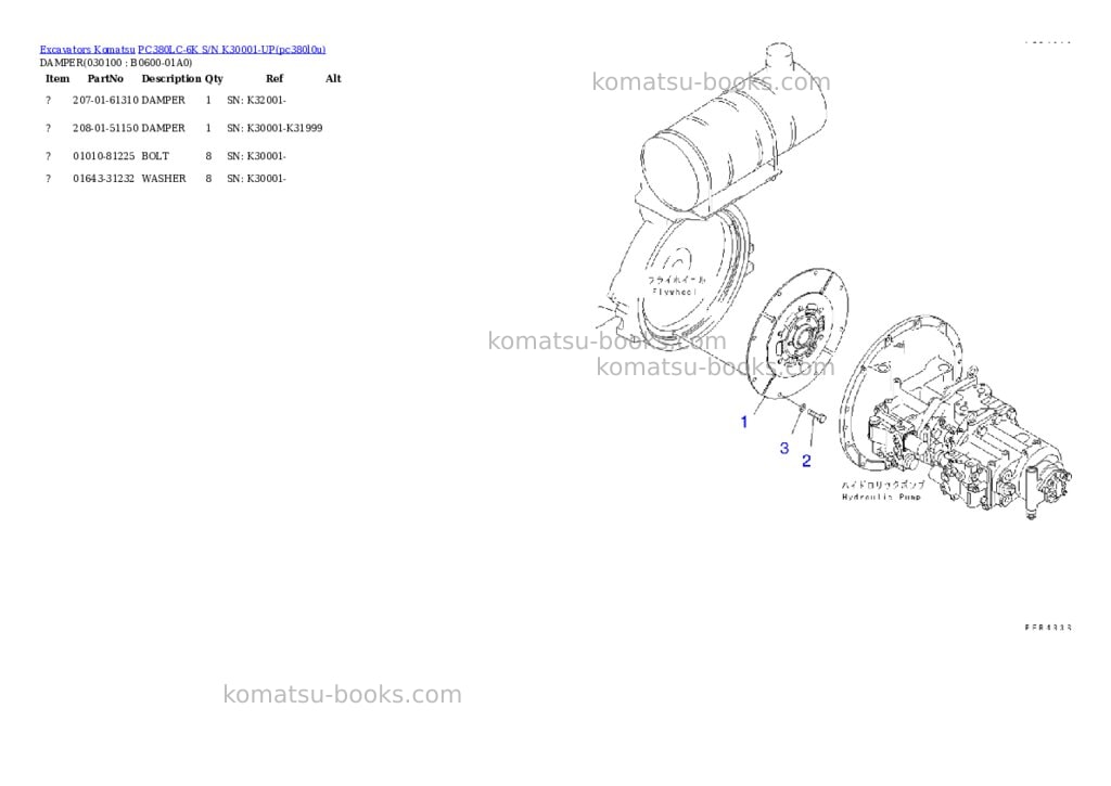 Komatsu pc380lc-6k s/n k30001-up Parts catalog cover Page 9