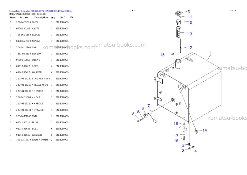 Komatsu pc380lc-7k s/n k40001-up Parts catalog cover Page 10 Komatsu pc380lc-7k s/n k40001-up Parts catalog cover Page 10