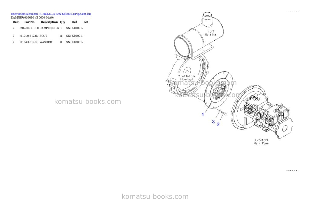 Komatsu pc380lc-7k s/n k40001-up Parts catalog cover Page 4 Komatsu pc380lc-7k s/n k40001-up Parts catalog cover Page 4