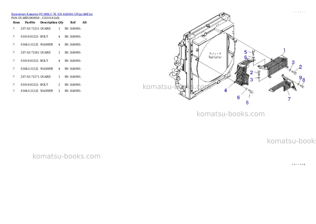 Komatsu pc380lc-7k s/n k40001-up Parts catalog cover Page 9 Komatsu pc380lc-7k s/n k40001-up Parts catalog cover Page 9
