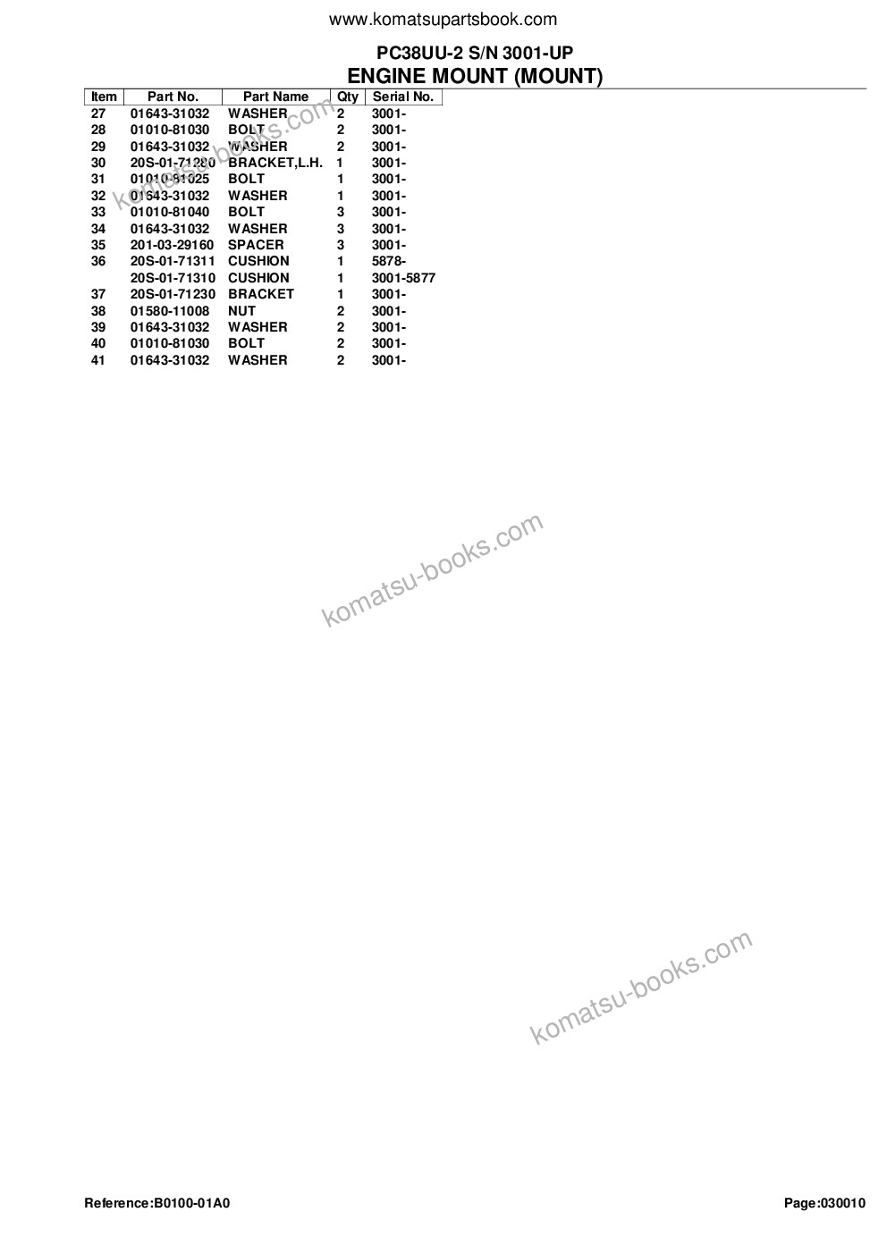 Komatsu PC38UU-2 S/N 3001-UP Parts catalog cover Page 4 Komatsu PC38UU-2 S/N 3001-UP Parts catalog cover Page 4
