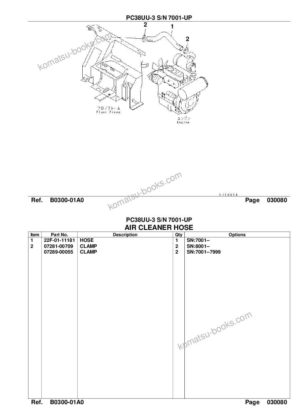 Komatsu pc38uu-3 s/n 7001-up Parts catalog cover Page 10 Komatsu pc38uu-3 s/n 7001-up Parts catalog cover Page 10