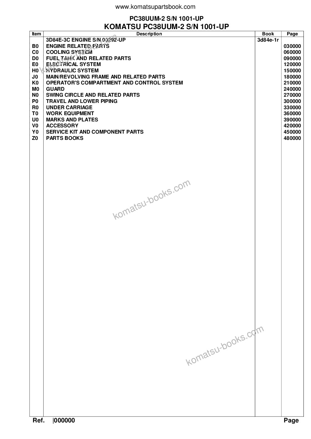 Komatsu pc38uum-2 s/n 1001-up Parts catalog cover Komatsu pc38uum-2 s/n 1001-up Parts catalog cover