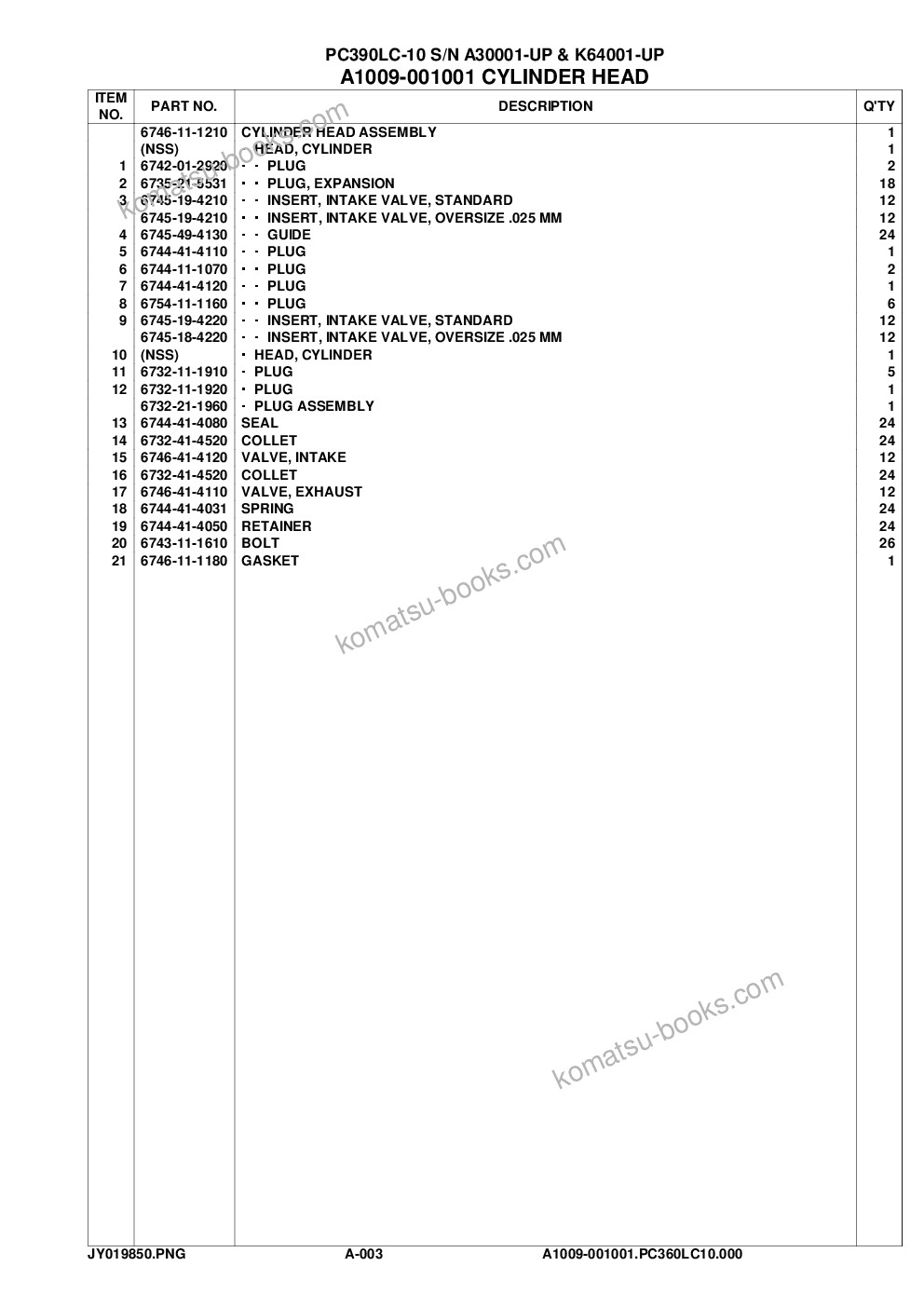 Komatsu pc390lc-10 a30001 & up Parts catalog cover Page 7 Komatsu pc390lc-10 a30001 & up Parts catalog cover Page 7