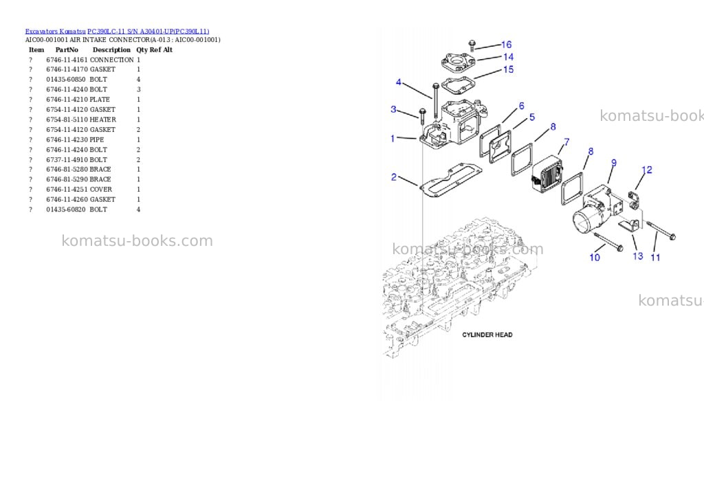 Komatsu pc390lc-11 s/n a30401-up Parts catalog cover Page 5