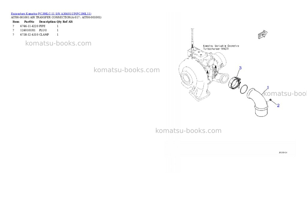 Komatsu pc390lc-11 s/n a30401-up Parts catalog cover Page 7