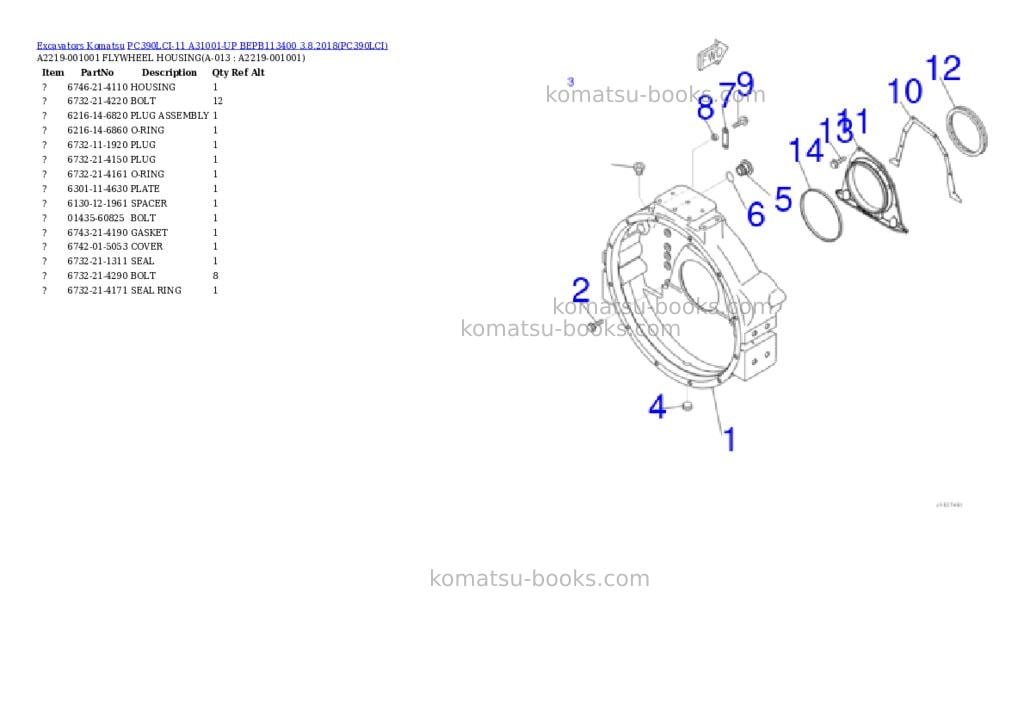 Komatsu pc390lci-11 a31001-up bepb113400 3.8.2018 Parts catalog cover Page 6 Komatsu pc390lci-11 a31001-up bepb113400 3.8.2018 Parts catalog cover Page 6