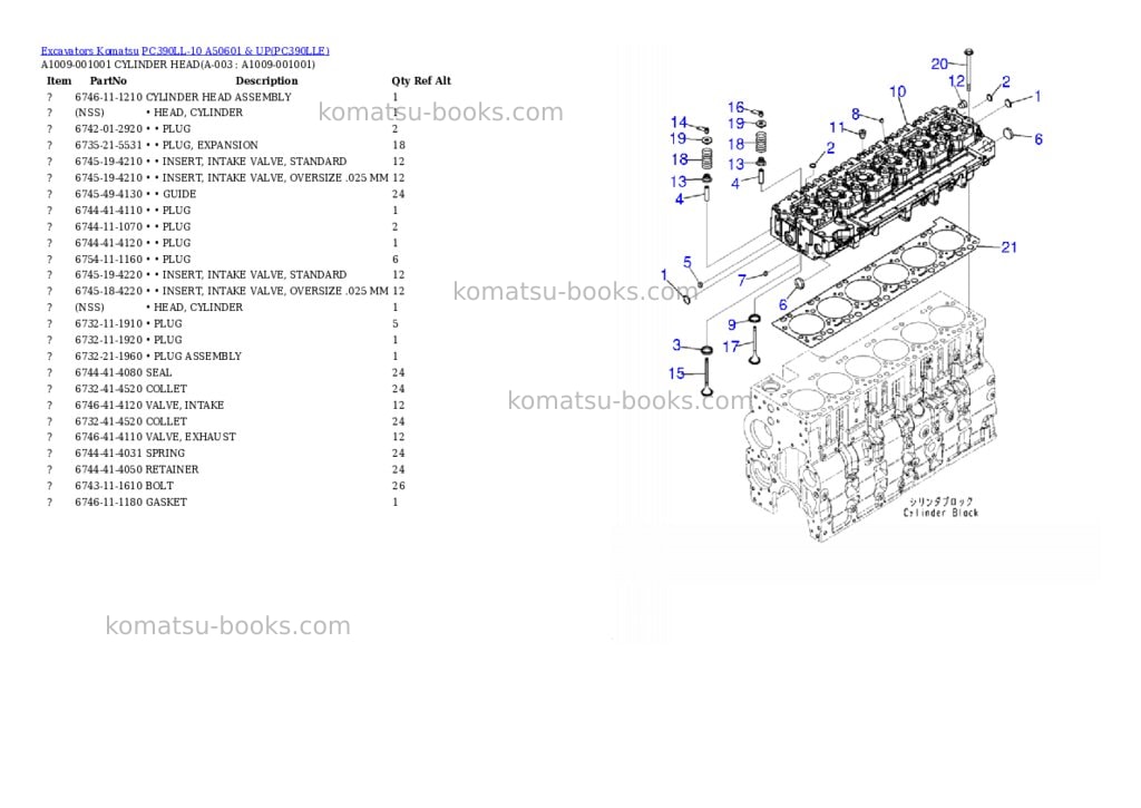Komatsu pc390ll-10 a50601 & up Parts catalog cover